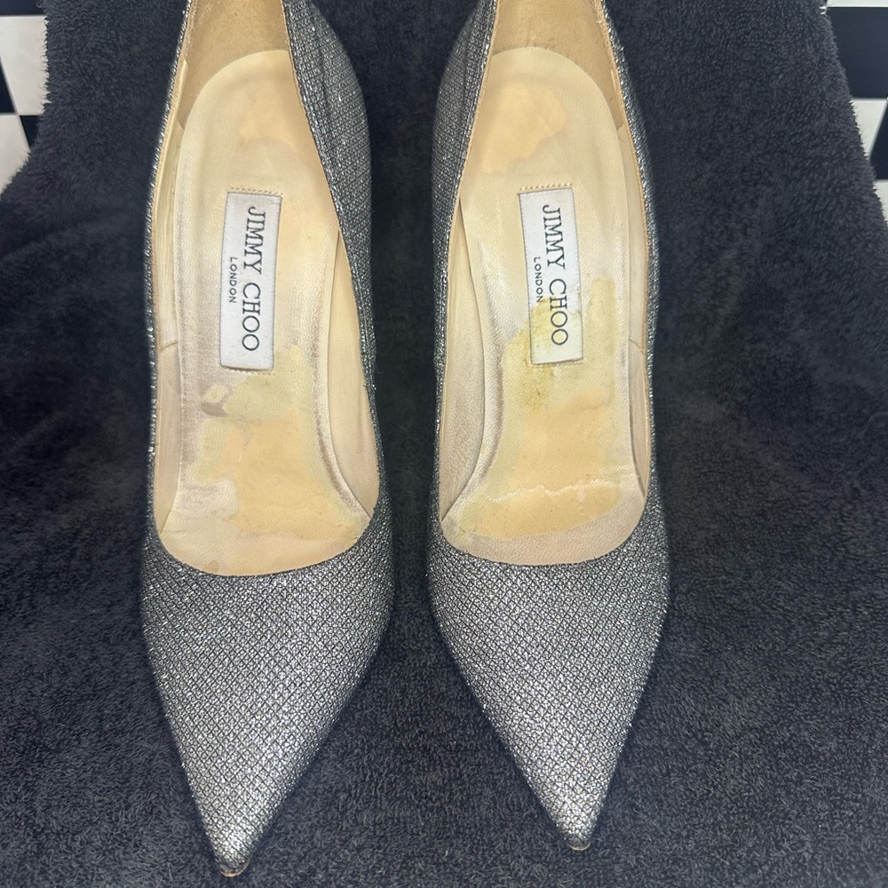 Jimmy Choo Glittering Silver Heels